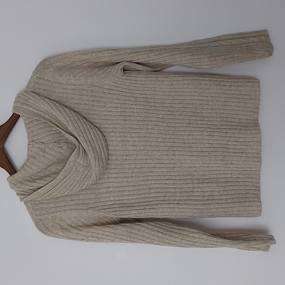 Vintage Faded Glory Hooded Cable/Fisherman Knit Sweater Oatmeal Size M - Picture 2 of 6